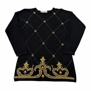 Vintage 90’s Silk Blend Beaded Sweater Women’s Medium Petite Regency Angora Cozy